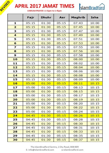 namaz timetable dewsbury